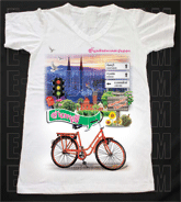 เสื้อยืดคอวีพร้อมสกรีนลายแหล่งท่องเที่ยว ลายจันทบุรี